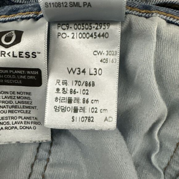 Levis 505 Jeans Mens 34x30 Blue Light Wash Regular Fit Straight Leg Modern - Picture 9 of 12